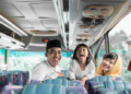 A family that enjoying riding a bus