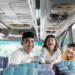 A family that enjoying riding a bus